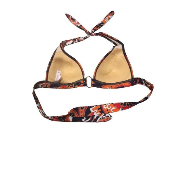 Victorias Secret bikini top orange background with navy blue and white colors wi - Picture 2 of 6